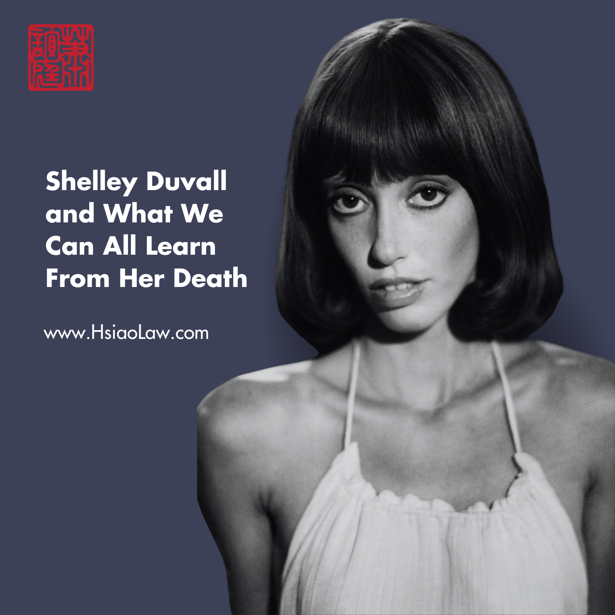 A photo of Shelly Duvall with the article title on the left