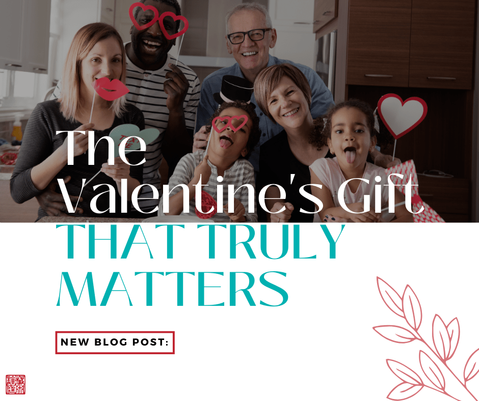 Valentine's gift that truly matters: An image of a happy family with paper hearts