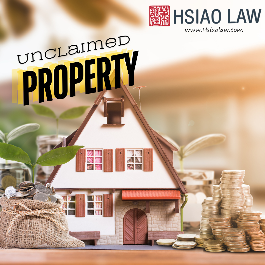 An image of a miniature house and on the sides are stacks of coins to represent Unclaimed Property